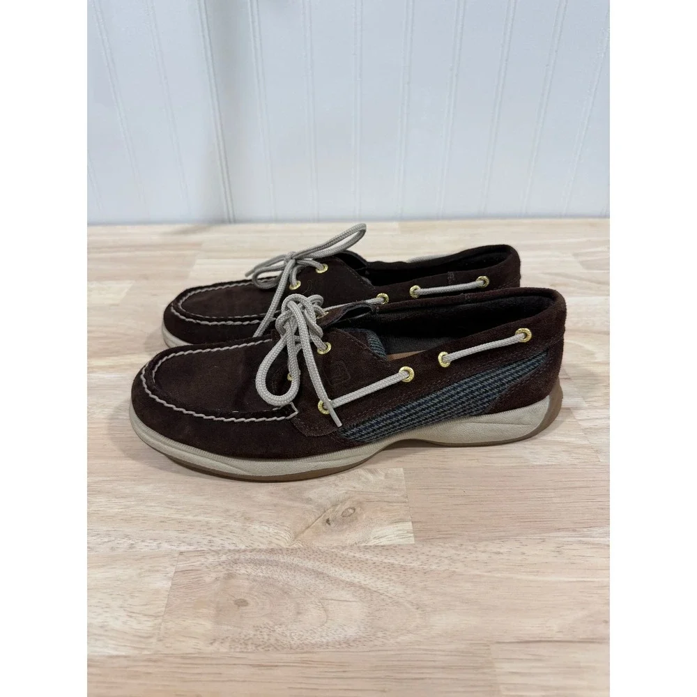 Sperry Top-Sider Suede Brown Boat Shoes Slip On Preppy Nautical Women Size 8